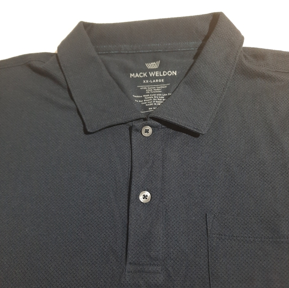 Mack Weldon Vesper Polo Shirt Mens XXL Dark Blue Mesh woven breathable - Picture 4 of 7